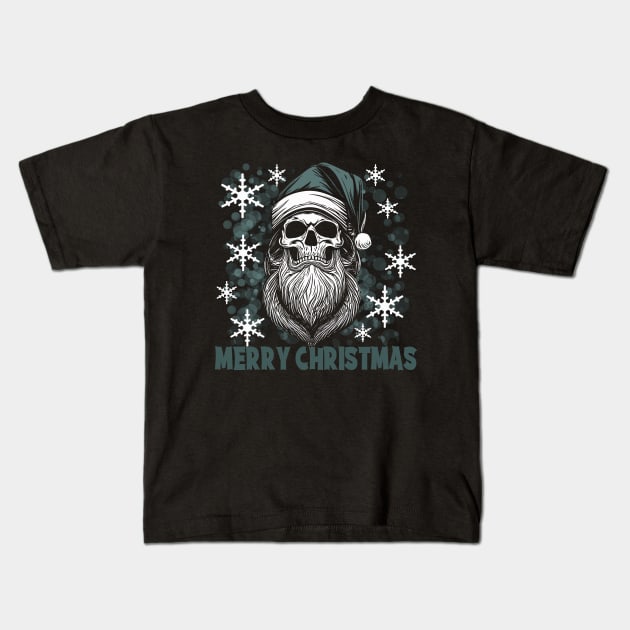 Santa Skull Collection 4 Green Kids T-Shirt by DNT Designs